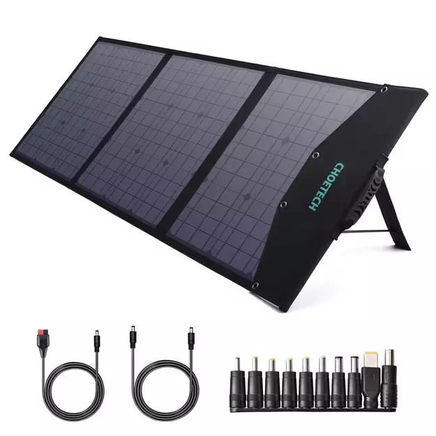 Choetech SC008 solar foldable charger 120W DC / USB-C / 2x USB-A - black 1