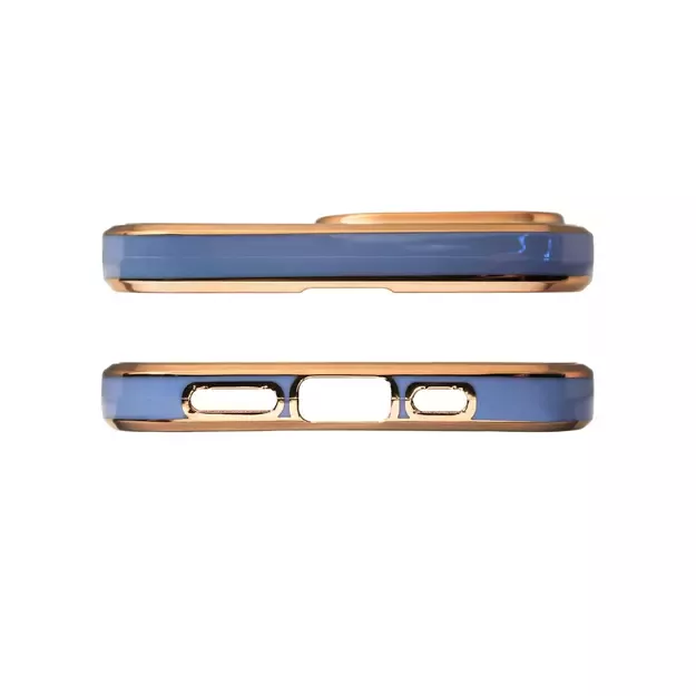 Lighting Color Case for iPhone 12 Pro Max blue gel cover with gold frame 2