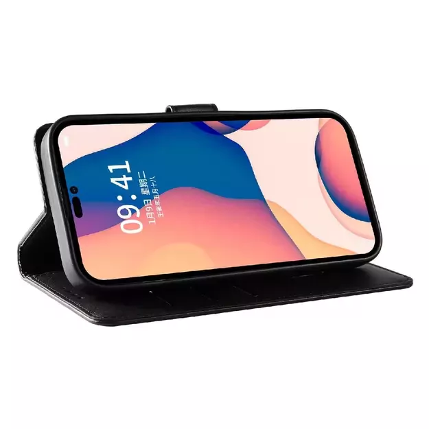 Leather Book Case for iPhone 16 - black 14