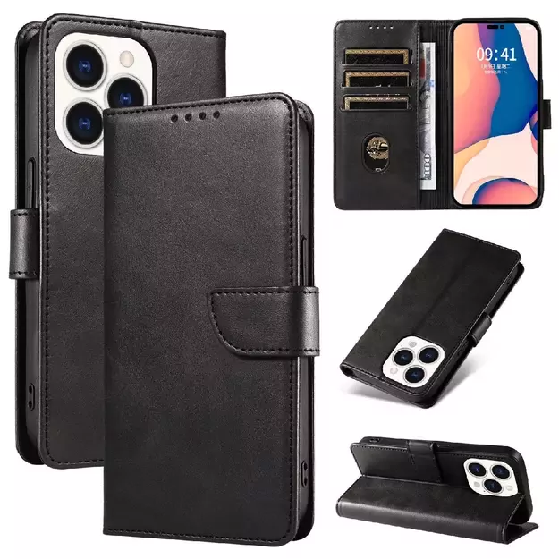 Leather Book Case for iPhone 16 - black 10
