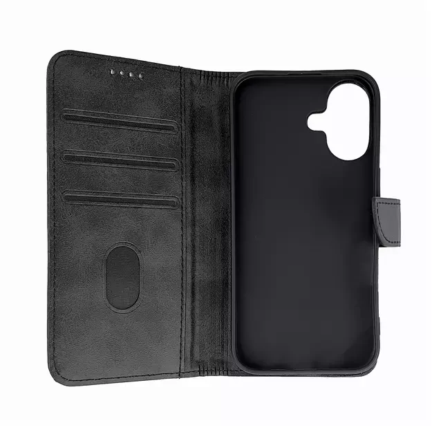 Leather Book Case for iPhone 16 - black 9