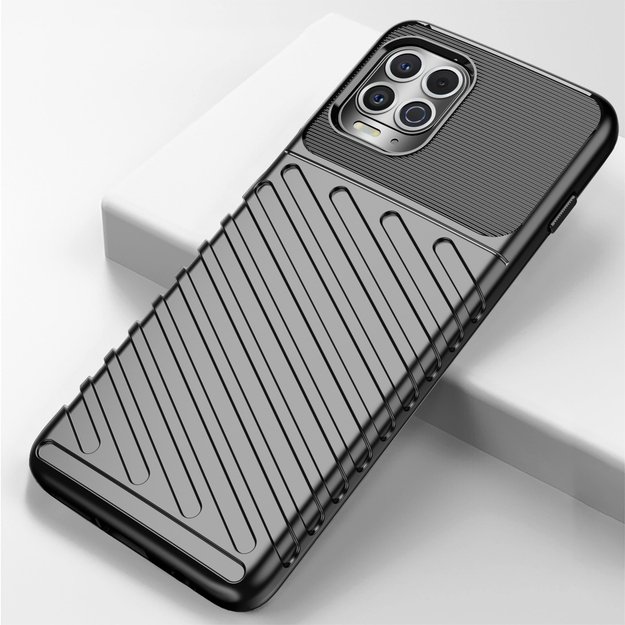 Thunder Case Flexible Tough Rugged Cover TPU Case for Motorola Moto G100 / Edge S black 9