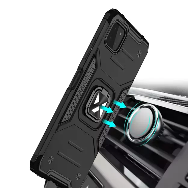 Wozinsky Ring Armor Case Kickstand Tough Rugged Cover for Samsung Galaxy A22 4G silver 1