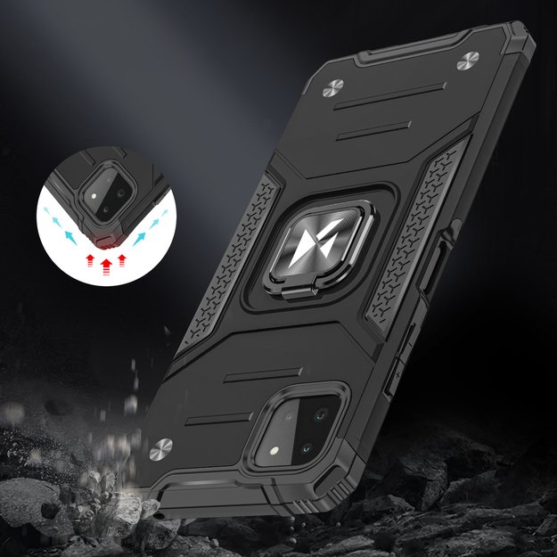 Wozinsky Ring Armor Case Kickstand Tough Rugged Cover for Samsung Galaxy A22 4G silver 9