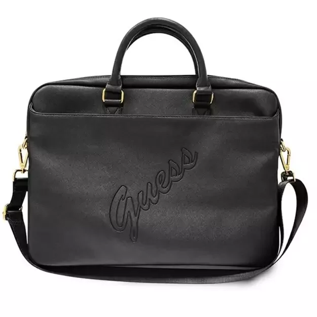 Guess Saffiano Script bag for a 16&quot  laptop - black