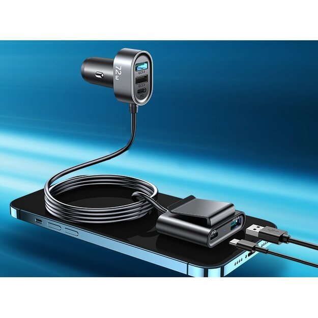 Joyroom car charger 2xPD + 2xQC3.0 72W 1.5m black (JR-CL05) 17