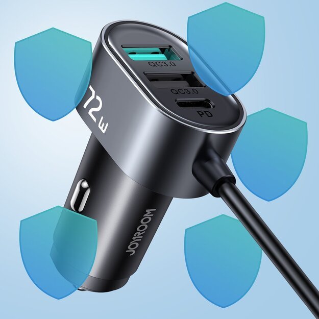 Joyroom car charger 2xPD + 2xQC3.0 72W 1.5m black (JR-CL05) 23