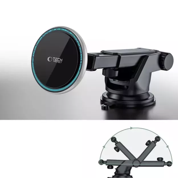 Tech-Protect A2 Car Phone Holder with MagSafe 15W Inductive Charger for Cockpit - Black 10