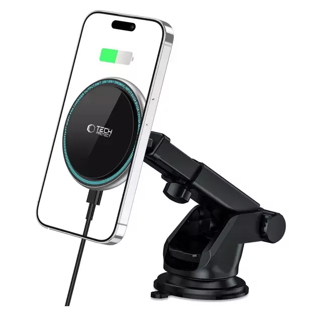 Tech-Protect A2 Car Phone Holder with MagSafe 15W Inductive Charger for Cockpit - Black 6
