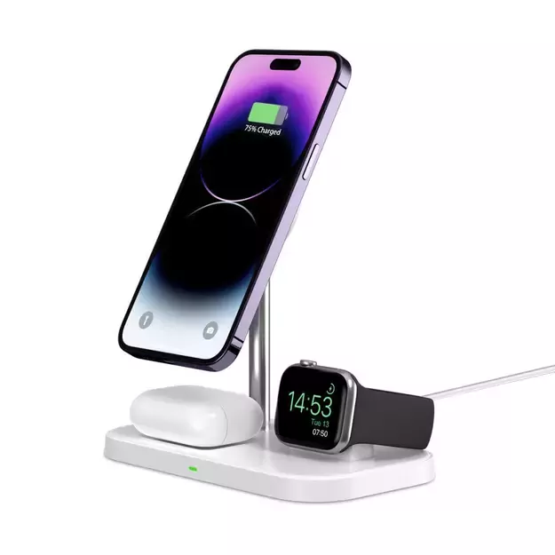 Tech-Protect QI15W-A22 MagSafe inductive charger with 3in1 MagSafe stand for smartphone / Apple Watch / AirPods - white 5