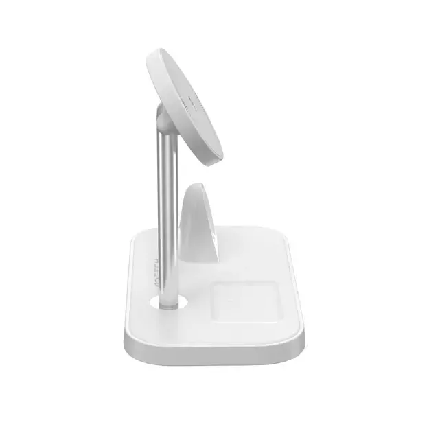 Tech-Protect QI15W-A22 MagSafe inductive charger with 3in1 MagSafe stand for smartphone / Apple Watch / AirPods - white 3