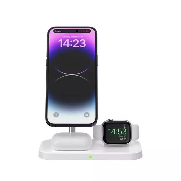 Tech-Protect QI15W-A22 MagSafe inductive charger with 3in1 MagSafe stand for smartphone / Apple Watch / AirPods - white 1