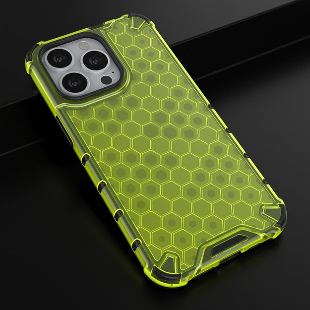 Honeycomb Case armor cover with TPU Bumper for iPhone 13 Pro green 26