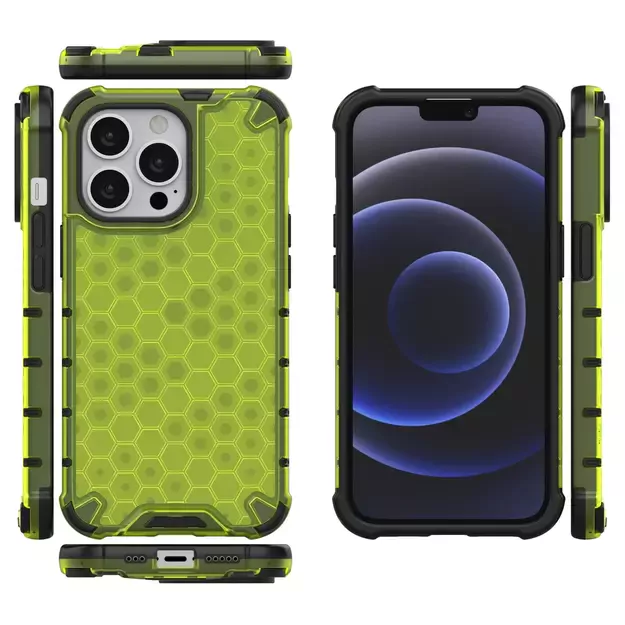 Honeycomb Case armor cover with TPU Bumper for iPhone 13 Pro green 1