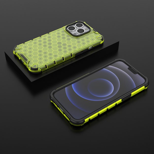 Honeycomb Case armor cover with TPU Bumper for iPhone 13 Pro green 25