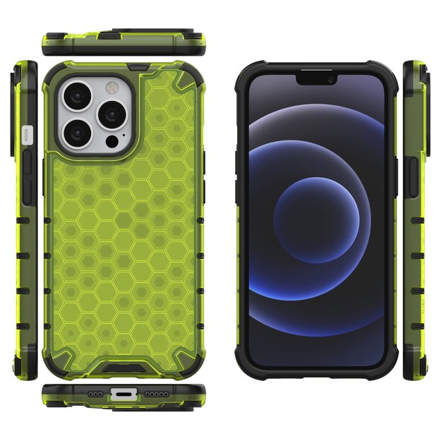 Honeycomb Case armor cover with TPU Bumper for iPhone 13 Pro green 14