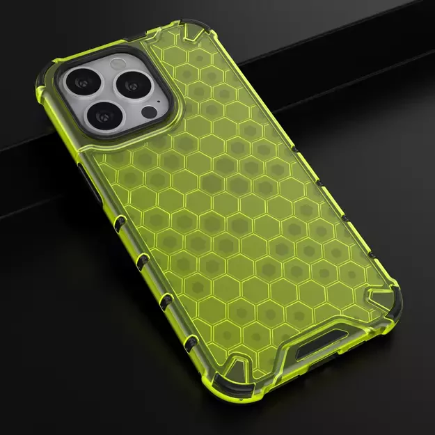 Honeycomb Case armor cover with TPU Bumper for iPhone 13 Pro green 13