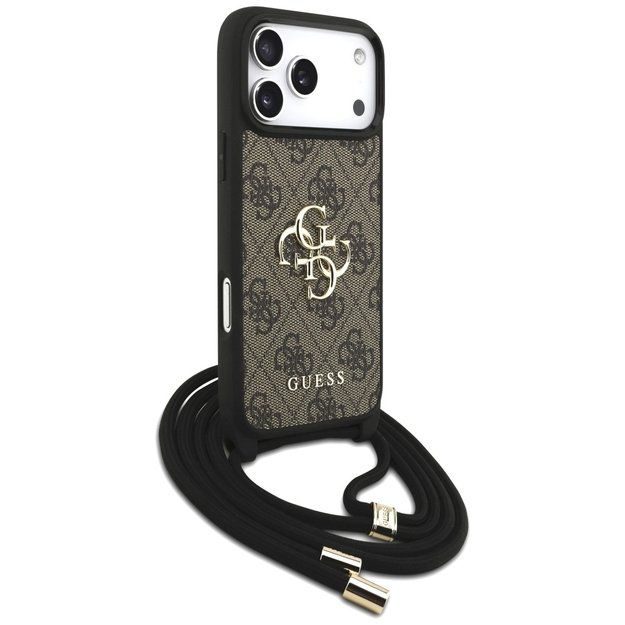 Guess 4G Big Logo Cord Stap Crossbody Case for iPhone 17 Pro Max - Brown 2