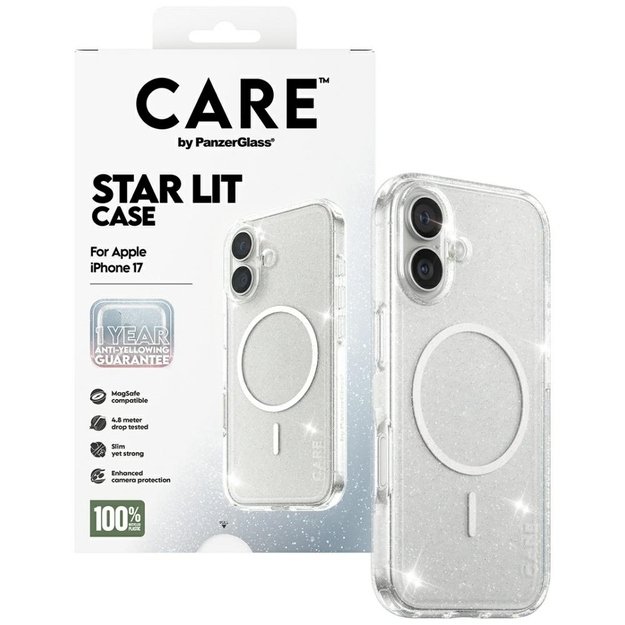 CARE by PanzerGlass Flagship Urban Explorer Case w. White MagSafe for iPhone 17 - Clear Glitter 3