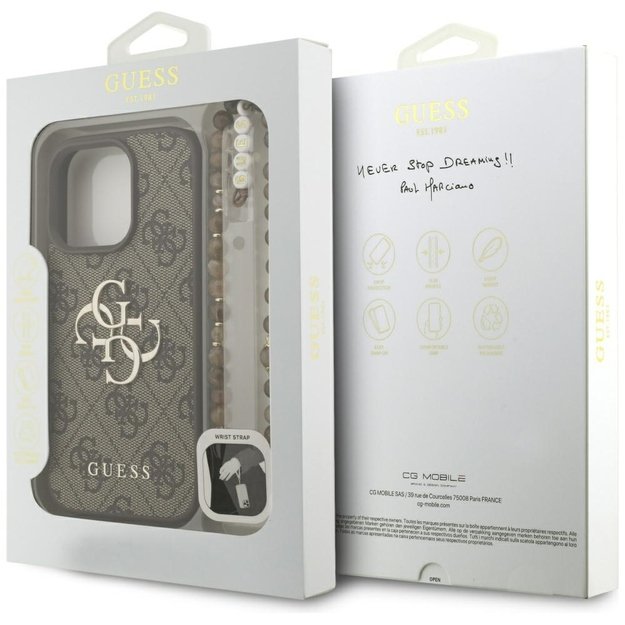 Guess 4G Strap 4G Classic Logo Case for iPhone 16 Pro - Brown 7