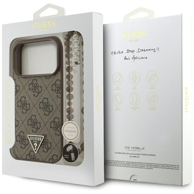 Guess 4G Strap Triangle Logo MagSafe case for iPhone 17 Pro - brown 7
