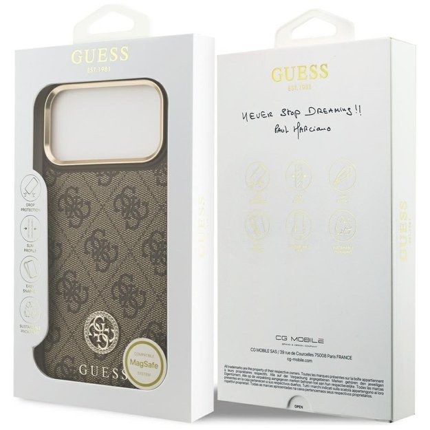 Guess 4G Strass Logo MagSafe Case for iPhone 17 Pro Max - Brown 7