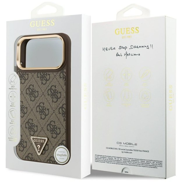 Guess 4G Triangle Logo MagSafe Case for iPhone 17 Pro Max - Brown &amp  Gold 7