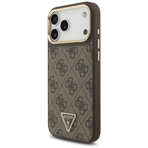 Guess 4G Triangle Logo MagSafe Case for iPhone 17 Pro Max - Brown &amp  Gold 1