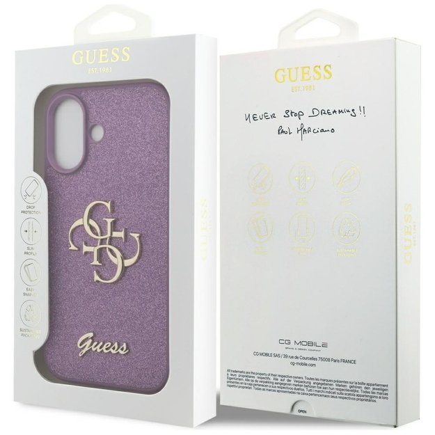 Guess Fixed Glitter Big 4G case for iPhone 17 - purple 7