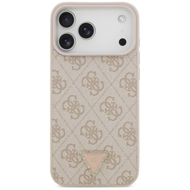 Guess Leather 4G Triangle Strass MagSafe Case for iPhone 17 Pro Max - Pink 2