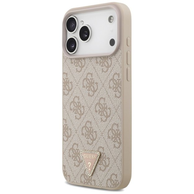 Guess Leather 4G Triangle Strass MagSafe Case for iPhone 17 Pro Max - Pink 1