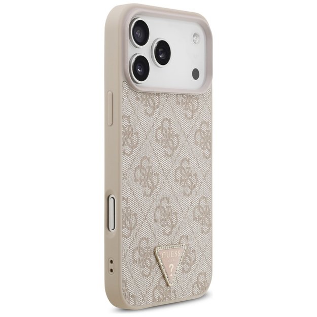 Guess Leather 4G Triangle Strass MagSafe Case for iPhone 17 Pro Max - Pink 3
