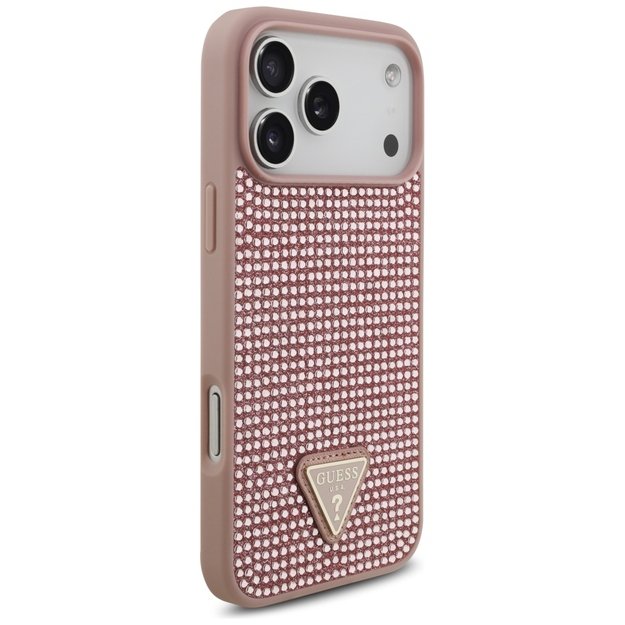 Guess Rhinestone Triangle Logo Case for iPhone 17 Pro Max - Pink 3