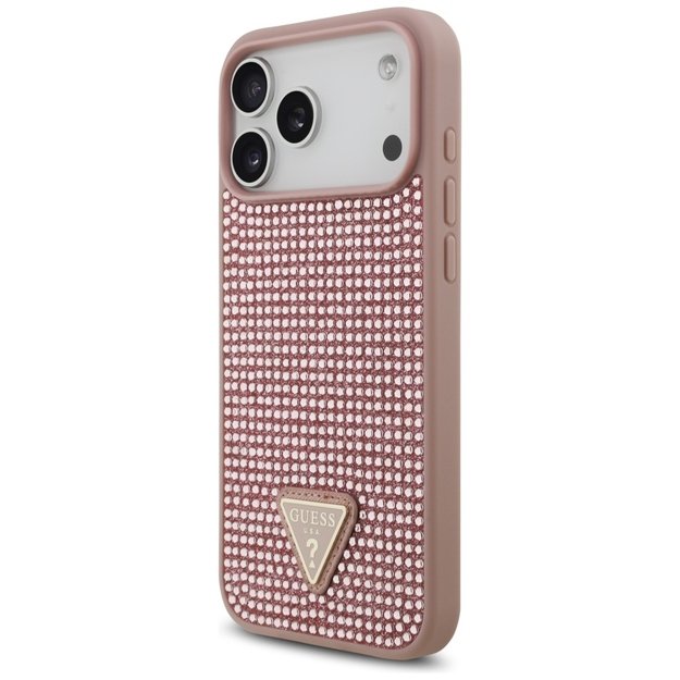 Guess Rhinestone Triangle Logo Case for iPhone 17 Pro Max - Pink 1