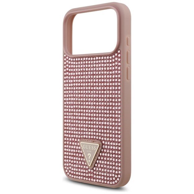 Guess Rhinestone Triangle Logo Case for iPhone 17 Pro Max - Pink 5