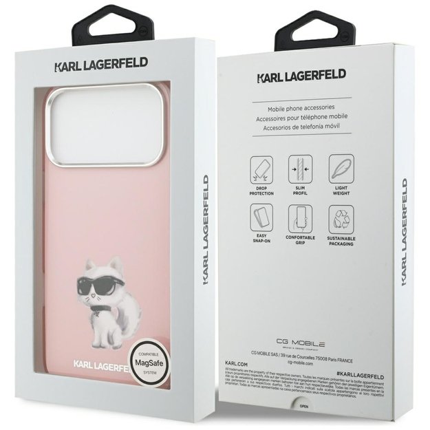 Karl Lagerfeld IML Aquarelle Choupette &amp  Logo MagSafe Case for iPhone 17 Pro Max - Pink 7