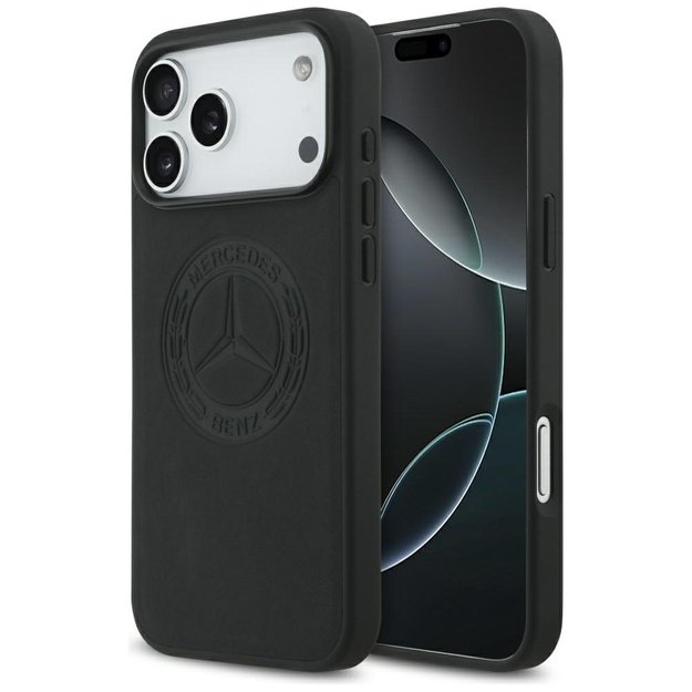 Mercedes Leather Vintage Logo MagSafe Case for iPhone 17 Pro Max - Black