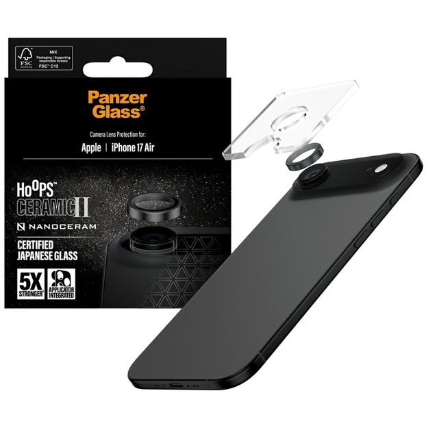 PanzerGlass Hoops Ceramic II tempered glass for iPhone Air lens 3