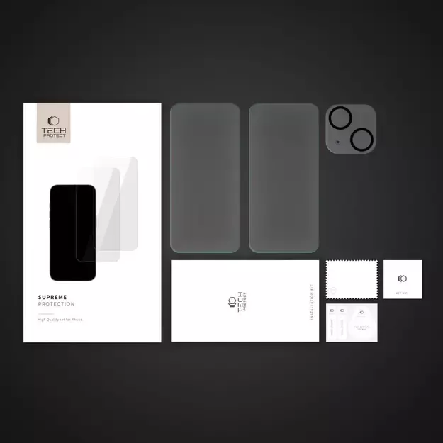 Tech-Protect Supreme Set for iPhone 15 2x tempered glass for display / tempered glass for camera 4