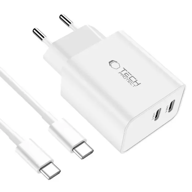 Tech-Protect C35W 2x USB-C PD 35W charger with USB-C / USB-C cable - white 9