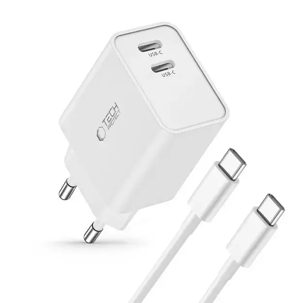 Tech-Protect C35W 2x USB-C PD 35W charger with USB-C / USB-C cable - white 8