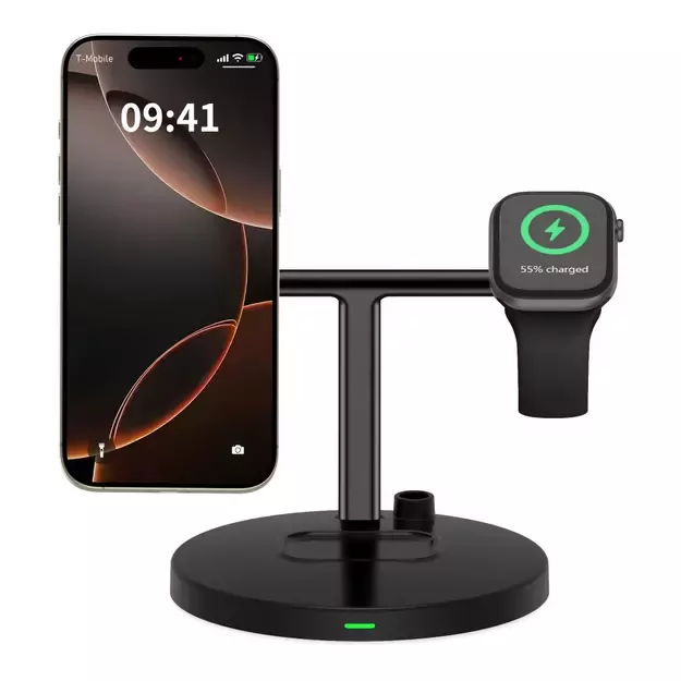 Tech-Protect QI15W-A35 3-in-1 Inductive Charger with MagSafe for Phone / AirPods / Apple Watch - Black 2