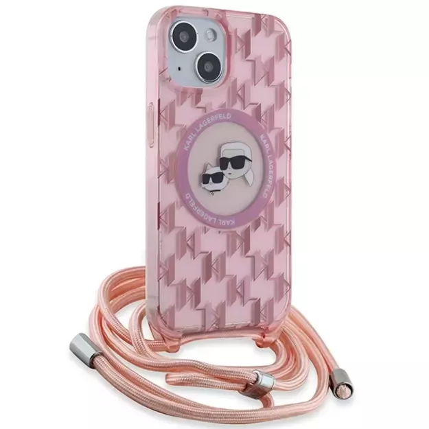 Karl Lagerfeld IML Crossbody Monogram Karl &amp  Choupette Head MagSafe case for iPhone 15 / 14 / 13 - pink 2