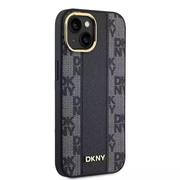 DKNY Leather Checkered Mono Pattern MagSafe Case for iPhone 15/14/13 - Black 10