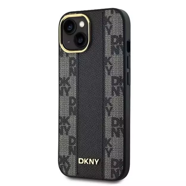 DKNY Leather Checkered Mono Pattern MagSafe Case for iPhone 15/14/13 - Black 8
