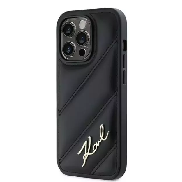 Karl Lagerfeld Diagonal Quilted Script case for iPhone 14 Pro - black 2