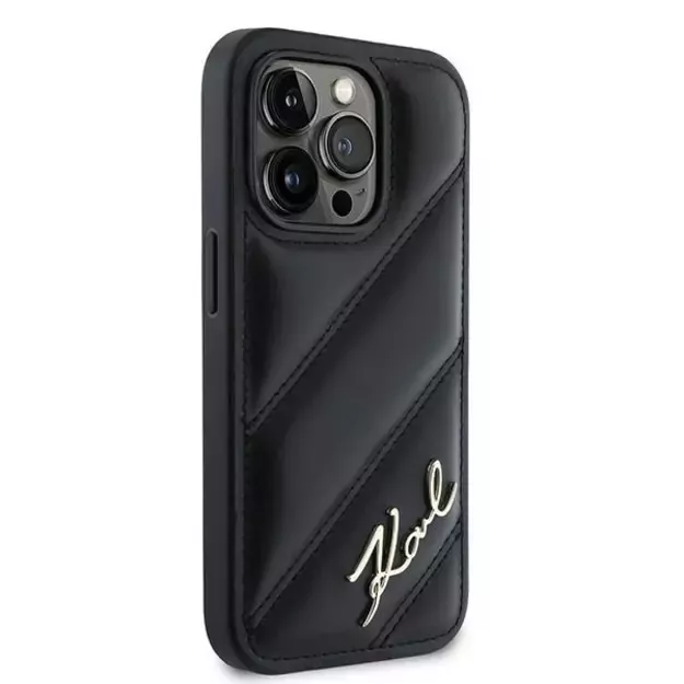 Karl Lagerfeld Diagonal Quilted Script case for iPhone 14 Pro - black 3