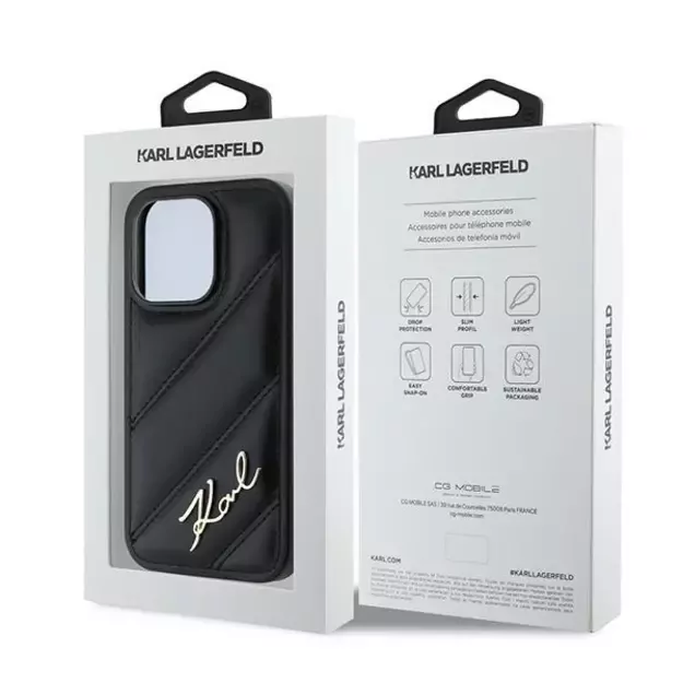 Karl Lagerfeld Diagonal Quilted Script case for iPhone 14 Pro - black 7