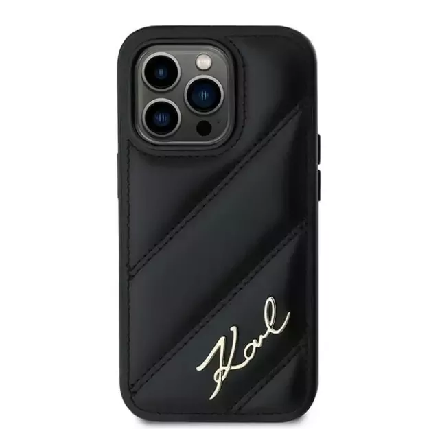 Karl Lagerfeld Diagonal Quilted Script case for iPhone 14 Pro - black 1