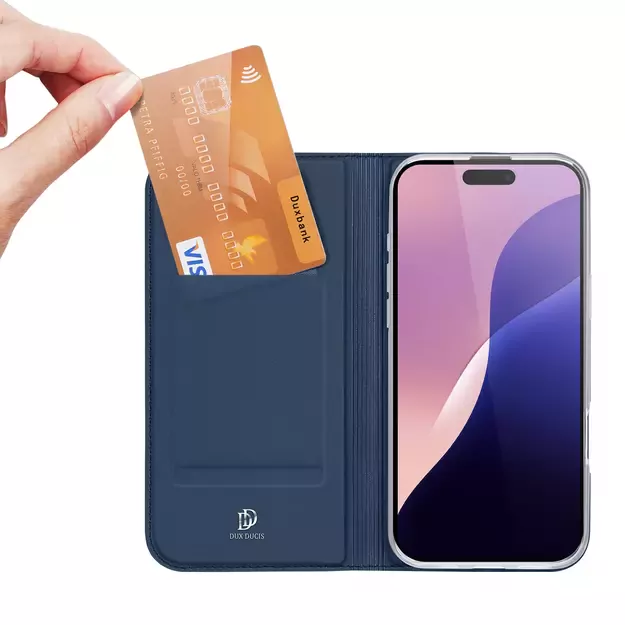 Dux Ducis Skin Pro iPhone 16 Pro Max Case with Flip and Card Slot - Blue 17